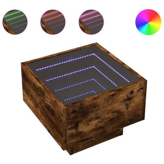 Side Table with LED Smoked Oak 40x40x30 cm Engineered Wood Side Table with LED Smoked Oak 40x40x30 cm Engineered Wood
