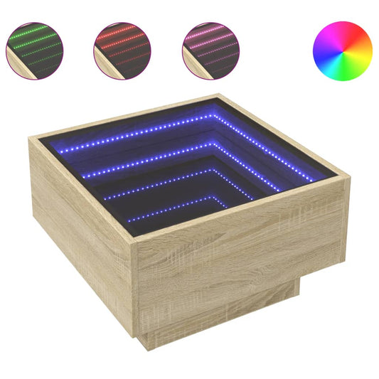 Coffee Table with LED Sonoma Oak 50x50x30 cm Engineered Wood Coffee Table with LED Sonoma Oak 50x50x30 cm Engineered Wood