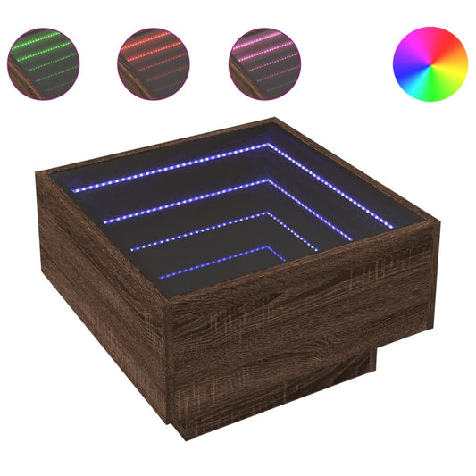 Coffee Table with LED Brown Oak 50x50x30 cm Engineered Wood Coffee Table with LED Brown Oak 50x50x30 cm Engineered Wood