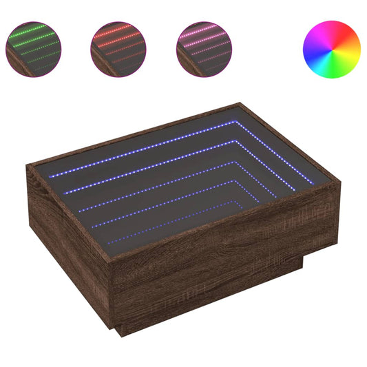 Coffee Table with LED Brown Oak 70x50x30 cm Engineered Wood Coffee Table with LED Brown Oak 70x50x30 cm Engineered Wood