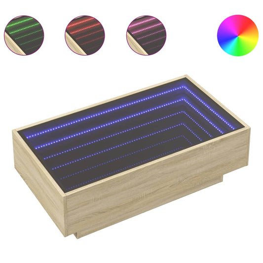 Coffee Table with LED Sonoma Oak 90x50x30 cm Engineered Wood Coffee Table with LED Sonoma Oak 90x50x30 cm Engineered Wood