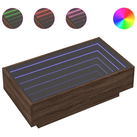 Coffee Table with LED Brown Oak 90x50x30 cm Engineered Wood Coffee Table with LED Brown Oak 90x50x30 cm Engineered Wood