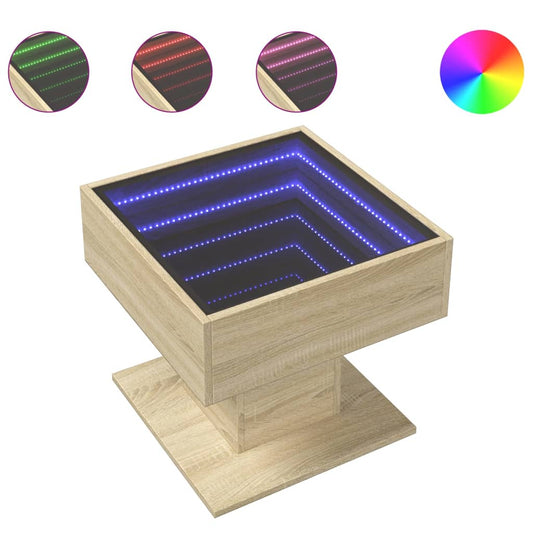 Coffee Table with LED Sonoma Oak 50x50x45 cm Engineered Wood Coffee Table with LED Sonoma Oak 50x50x45 cm Engineered Wood
