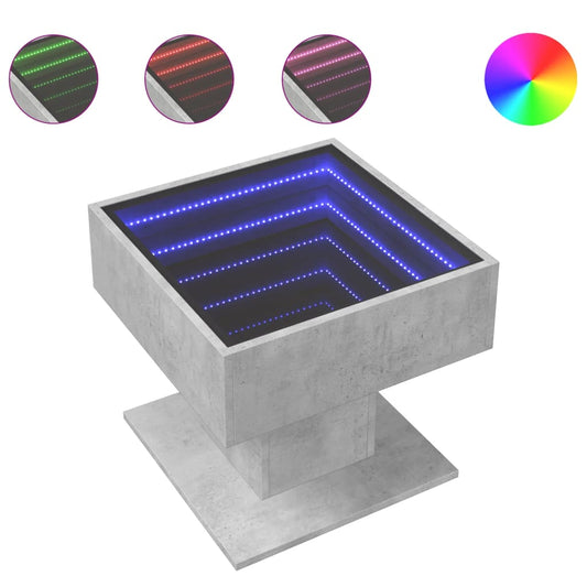Coffee Table with LED Concrete Grey 50x50x45 cm Engineered Wood Coffee Table with LED Concrete Grey 50x50x45 cm Engineered Wood