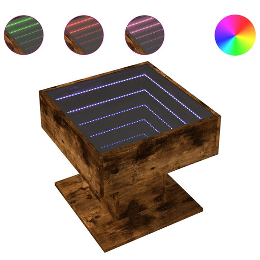 Coffee Table with LED Smoked Oak 50x50x45 cm Engineered Wood Coffee Table with LED Smoked Oak 50x50x45 cm Engineered Wood