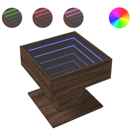 Coffee Table with LED Brown Oak 50x50x45 cm Engineered Wood Coffee Table with LED Brown Oak 50x50x45 cm Engineered Wood