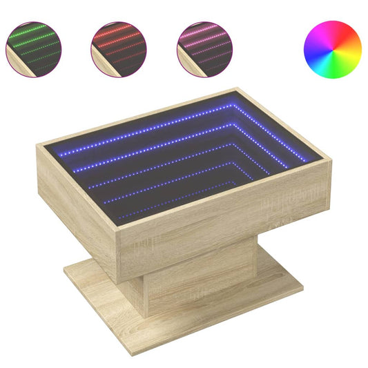 Coffee Table with LED Sonoma Oak 70x50x45 cm Engineered Wood Coffee Table with LED Sonoma Oak 70x50x45 cm Engineered Wood