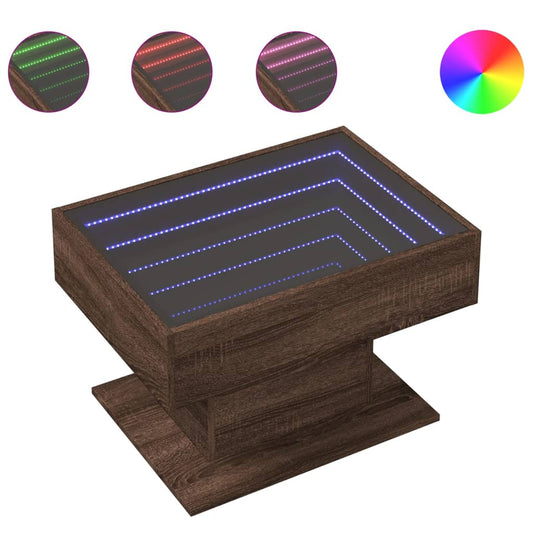 Coffee Table with LED Brown Oak 70x50x45 cm Engineered Wood Coffee Table with LED Brown Oak 70x50x45 cm Engineered Wood