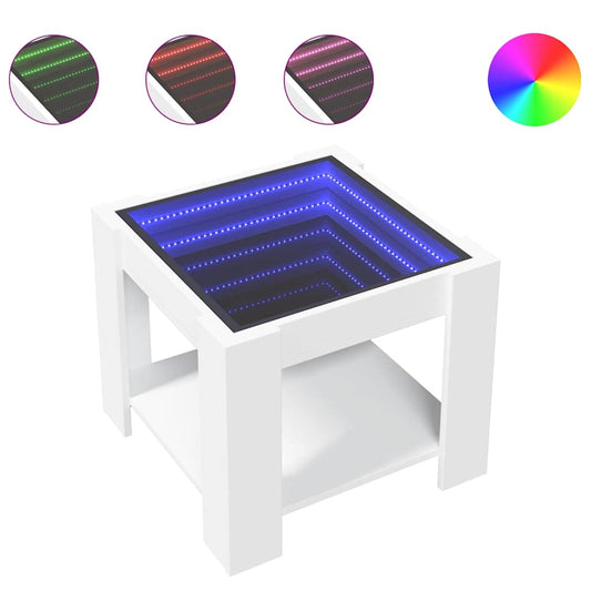 Coffee Table with LED White 53x53x45 cm Engineered Wood Coffee Table with LED White 53x53x45 cm Engineered Wood