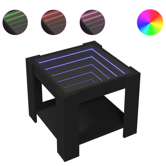 Coffee Table with LED Black 53x53x45 cm Engineered Wood Coffee Table with LED Black 53x53x45 cm Engineered Wood