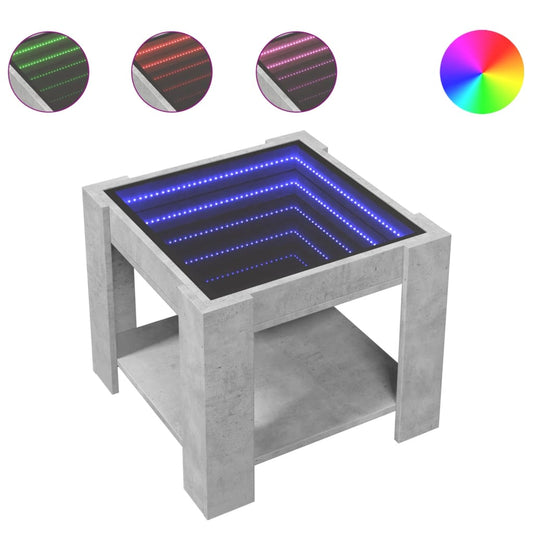 Coffee Table with LED Concrete Grey 53x53x45 cm Engineered Wood Coffee Table with LED Concrete Grey 53x53x45 cm Engineered Wood