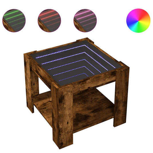 Coffee Table with LED Smoked Oak 53x53x45 cm Engineered Wood Coffee Table with LED Smoked Oak 53x53x45 cm Engineered Wood