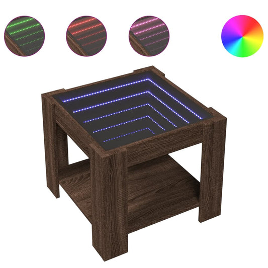 Coffee Table with LED Brown Oak 53x53x45 cm Engineered Wood Coffee Table with LED Brown Oak 53x53x45 cm Engineered Wood