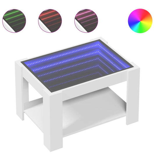 Coffee Table with LED White 73x53x45 cm Engineered Wood Coffee Table with LED White 73x53x45 cm Engineered Wood