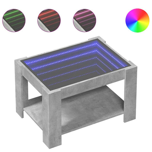 Coffee Table with LED Concrete Grey 73x53x45 cm Engineered Wood Coffee Table with LED Concrete Grey 73x53x45 cm Engineered Wood