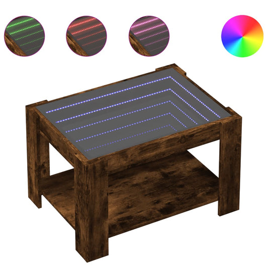 Coffee Table with LED Smoked Oak 73x53x45 cm Engineered Wood Coffee Table with LED Smoked Oak 73x53x45 cm Engineered Wood