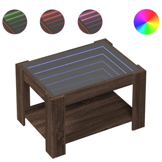 Coffee Table with LED Brown Oak 73x53x45 cm Engineered Wood Coffee Table with LED Brown Oak 73x53x45 cm Engineered Wood
