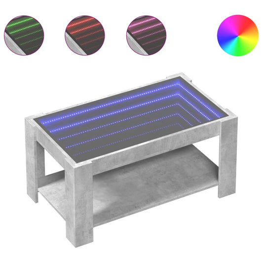 Coffee Table with LED Concrete Grey 93x53x45 cm Engineered Wood Coffee Table with LED Concrete Grey 93x53x45 cm Engineered Wood