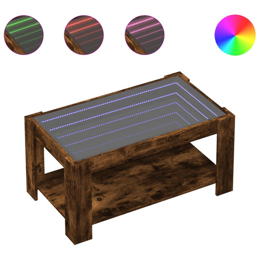 Coffee Table with LED Smoked Oak 93x53x45 cm Engineered Wood Coffee Table with LED Smoked Oak 93x53x45 cm Engineered Wood