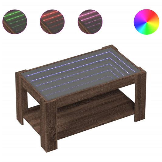 Coffee Table with LED Brown Oak 93x53x45 cm Engineered Wood Coffee Table with LED Brown Oak 93x53x45 cm Engineered Wood