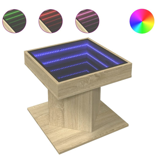 Coffee Table with LED Sonoma Oak 50x50x45 cm Engineered Wood Coffee Table with LED Sonoma Oak 50x50x45 cm Engineered Wood