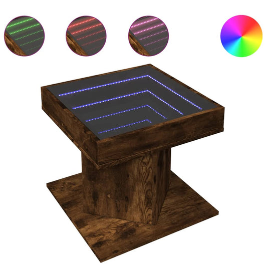 Coffee Table with LED Smoked Oak 50x50x45 cm Engineered Wood Coffee Table with LED Smoked Oak 50x50x45 cm Engineered Wood