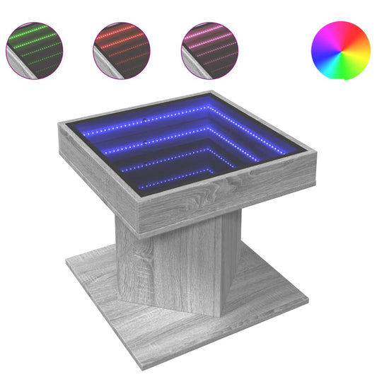 Coffee Table with LED Grey Sonoma 50x50x45 cm Engineered Wood Coffee Table with LED Grey Sonoma 50x50x45 cm Engineered Wood
