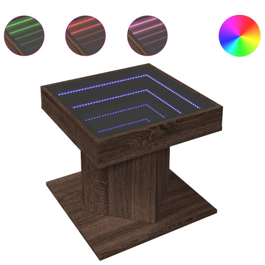 Coffee Table with LED Brown Oak 50x50x45 cm Engineered Wood Coffee Table with LED Brown Oak 50x50x45 cm Engineered Wood