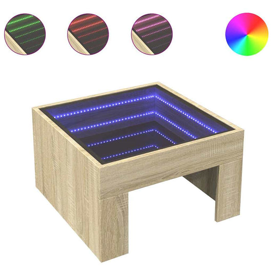 Coffee Table with Infinity LED Sonoma Oak 50x50x30 cm Coffee Table with Infinity LED Sonoma Oak 50x50x30 cm