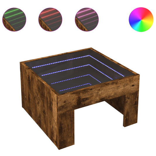Coffee Table with Infinity LED Smoked Oak 50x50x30 cm Coffee Table with Infinity LED Smoked Oak 50x50x30 cm