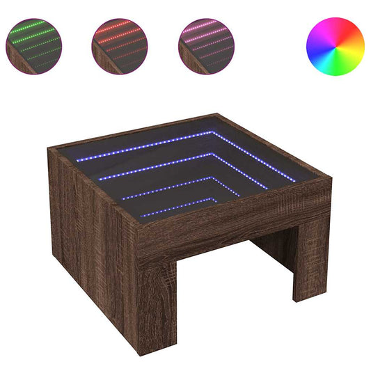 Coffee Table with Infinity LED Brown Oak 50x50x30 cm Coffee Table with Infinity LED Brown Oak 50x50x30 cm