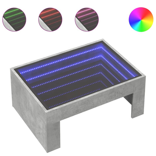 Coffee Table with Infinity LED Concrete Grey 70x50x30 cm Coffee Table with Infinity LED Concrete Grey 70x50x30 cm