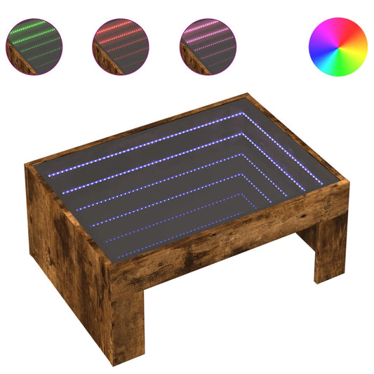 Coffee Table with Infinity LED Smoked Oak 70x50x30 cm Coffee Table with Infinity LED Smoked Oak 70x50x30 cm