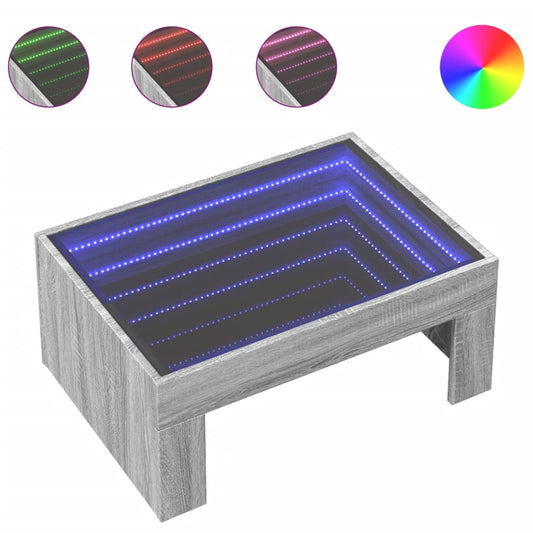 Coffee Table with Infinity LED Grey Sonoma 70x50x30 cm Coffee Table with Infinity LED Grey Sonoma 70x50x30 cm