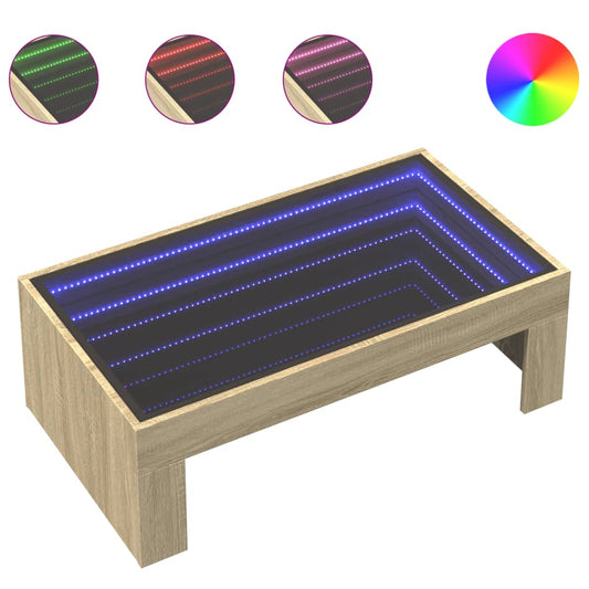Coffee Table with Infinity LED Sonoma Oak 90x50x30 cm Coffee Table with Infinity LED Sonoma Oak 90x50x30 cm