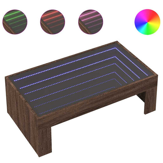 Coffee Table with Infinity LED Brown Oak 90x50x30 cm Coffee Table with Infinity LED Brown Oak 90x50x30 cm