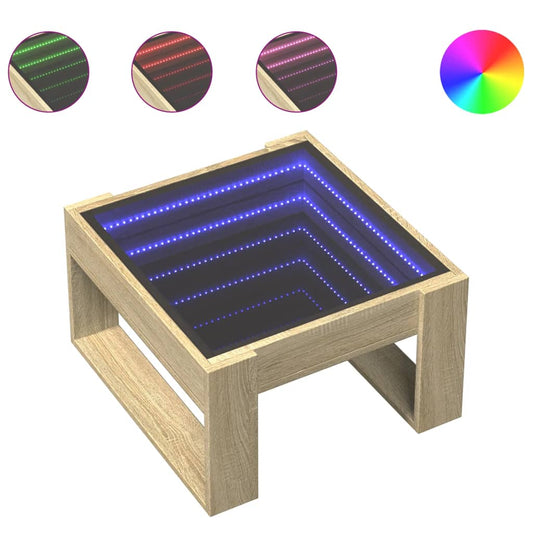 Coffee Table with Infinity LED Sonoma Oak 50x53x30 cm Coffee Table with Infinity LED Sonoma Oak 50x53x30 cm