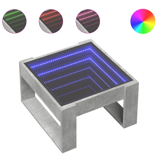Coffee Table with Infinity LED Concrete Grey 50x53x30 cm Coffee Table with Infinity LED Concrete Grey 50x53x30 cm