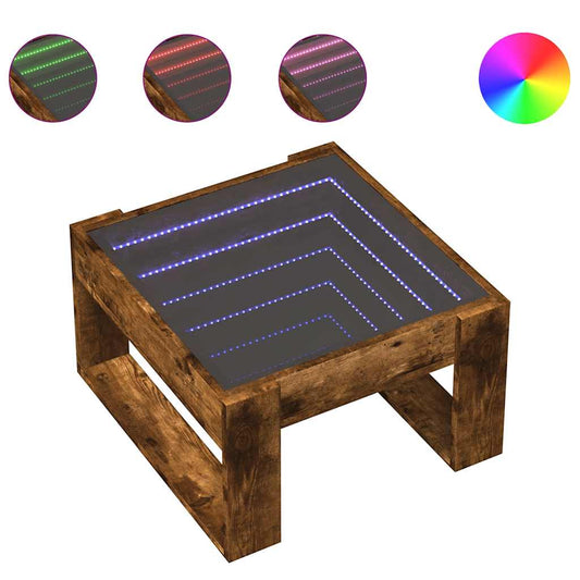 Coffee Table with Infinity LED Smoked Oak 50x53x30 cm Coffee Table with Infinity LED Smoked Oak 50x53x30 cm