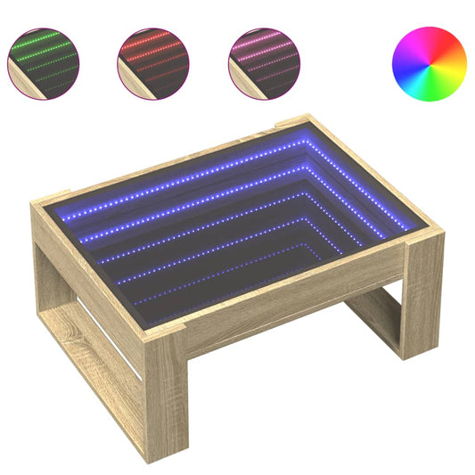 Coffee Table with Infinity LED Sonoma Oak 70x53x30 cm Coffee Table with Infinity LED Sonoma Oak 70x53x30 cm