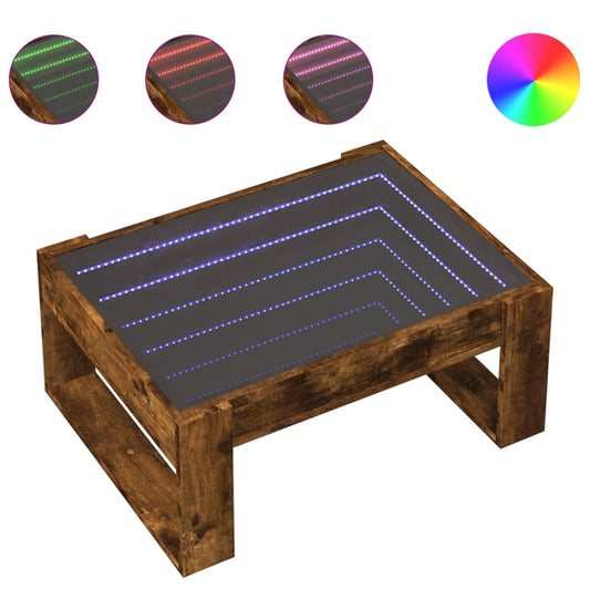 Coffee Table with Infinity LED Smoked Oak 70x53x30 cm Coffee Table with Infinity LED Smoked Oak 70x53x30 cm