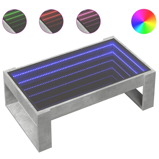 Coffee Table with Infinity LED Concrete Grey 90x53x30 cm Coffee Table with Infinity LED Concrete Grey 90x53x30 cm