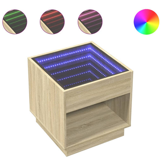 Coffee Table with Infinity LED Sonoma Oak 50x50x50 cm Coffee Table with Infinity LED Sonoma Oak 50x50x50 cm