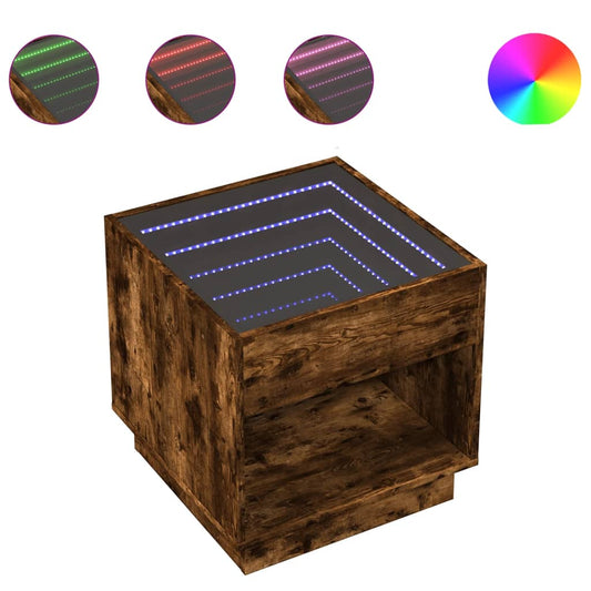 Coffee Table with Infinity LED Smoked Oak 50x50x50 cm Coffee Table with Infinity LED Smoked Oak 50x50x50 cm