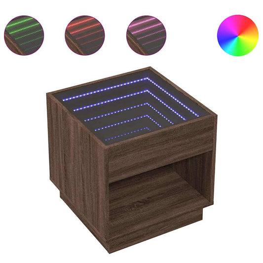 Coffee Table with Infinity LED Brown Oak 50x50x50 cm Coffee Table with Infinity LED Brown Oak 50x50x50 cm