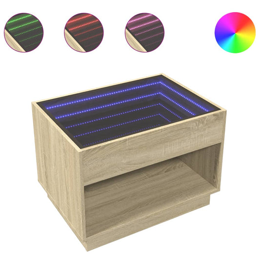 Coffee Table with Infinity LED Sonoma Oak 70x50x50 cm Coffee Table with Infinity LED Sonoma Oak 70x50x50 cm