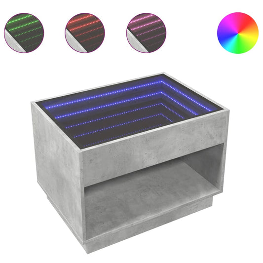 Coffee Table with Infinity LED Concrete Grey 70x50x50 cm Coffee Table with Infinity LED Concrete Grey 70x50x50 cm