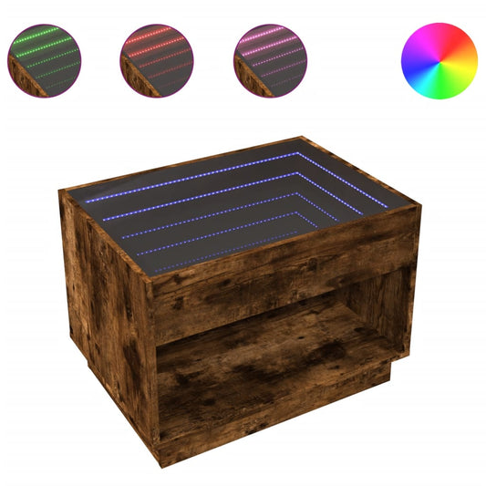 Coffee Table with Infinity LED Smoked Oak 70x50x50 cm Coffee Table with Infinity LED Smoked Oak 70x50x50 cm