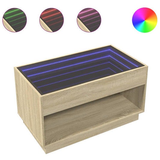 Coffee Table with Infinity LED Sonoma Oak 90x50x50 cm Coffee Table with Infinity LED Sonoma Oak 90x50x50 cm