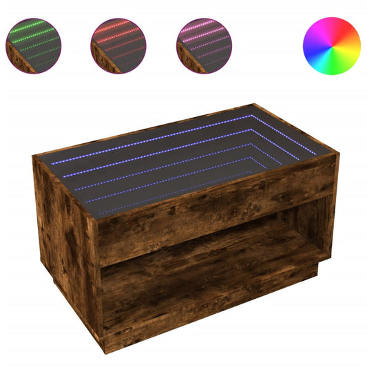 Coffee Table with Infinity LED Smoked Oak 90x50x50 cm Coffee Table with Infinity LED Smoked Oak 90x50x50 cm